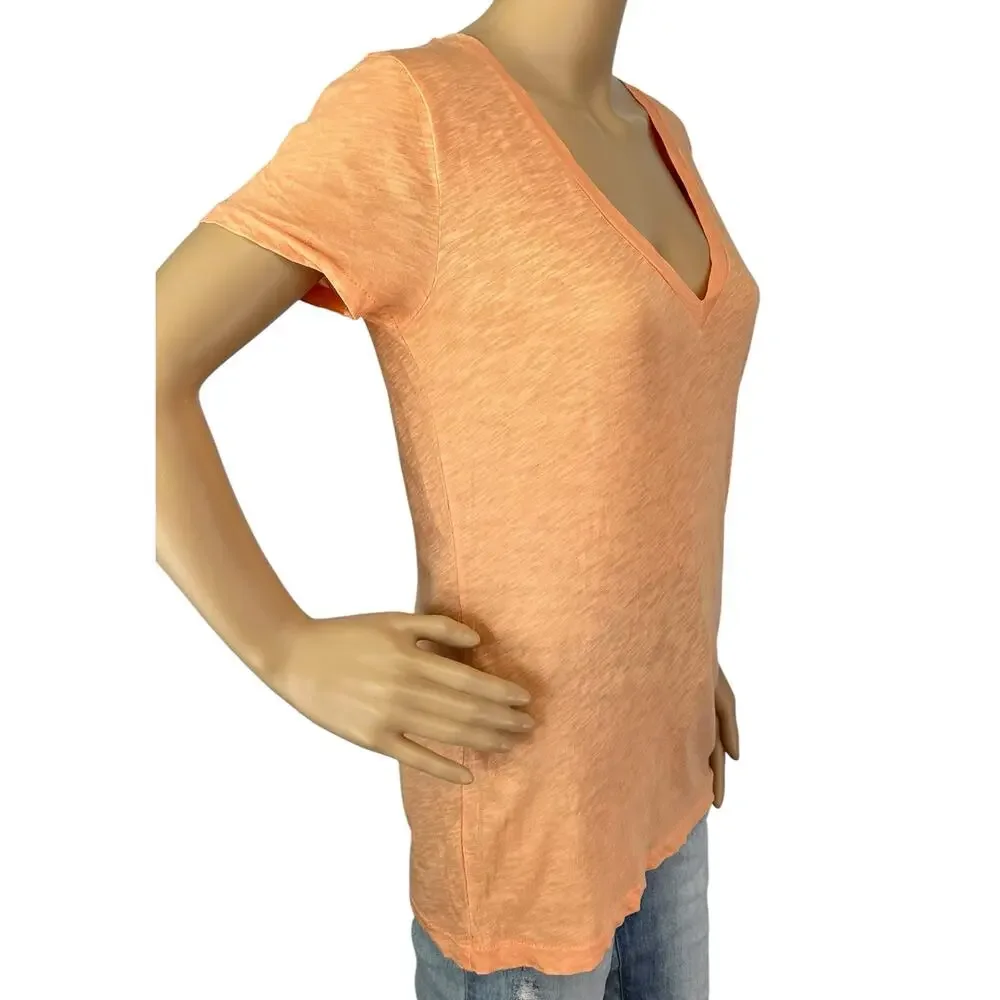 J. Crew Vintage Cotton V-neck Tee Pale Guava Orange 24500 Size S